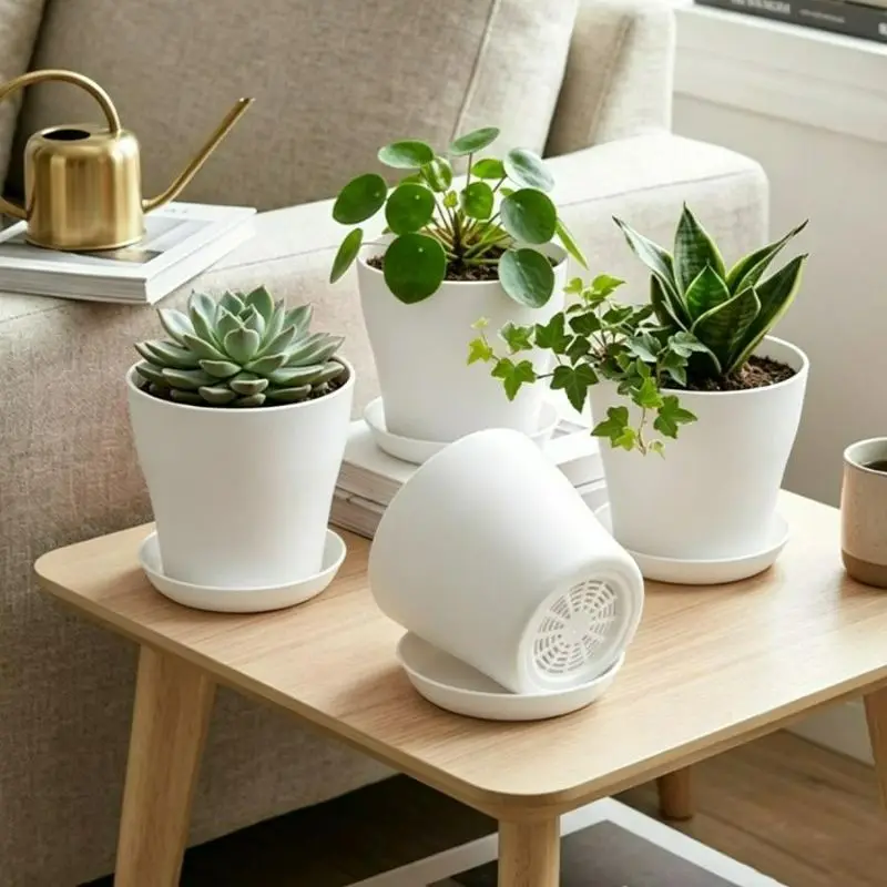 Blumentopf konisch mit passendem Untersetzer, glatt – Bild 3