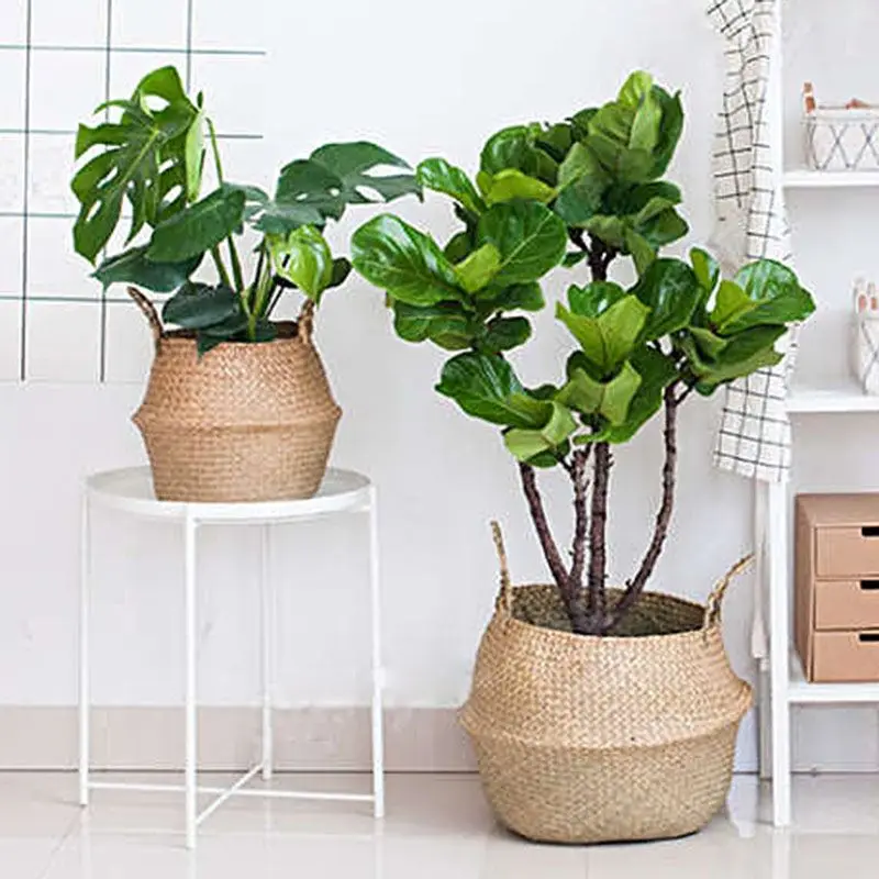 Blumentopf Pflanzkorb geflochten mit Henkeln, bauchige Form – Bild 3