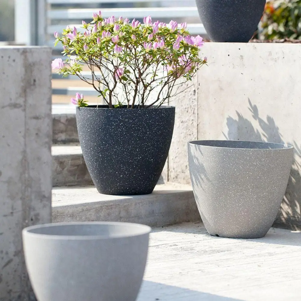 Blumentopf rund, Steinoptik gesprenkelt, 16 und 18 cm – Bild 3