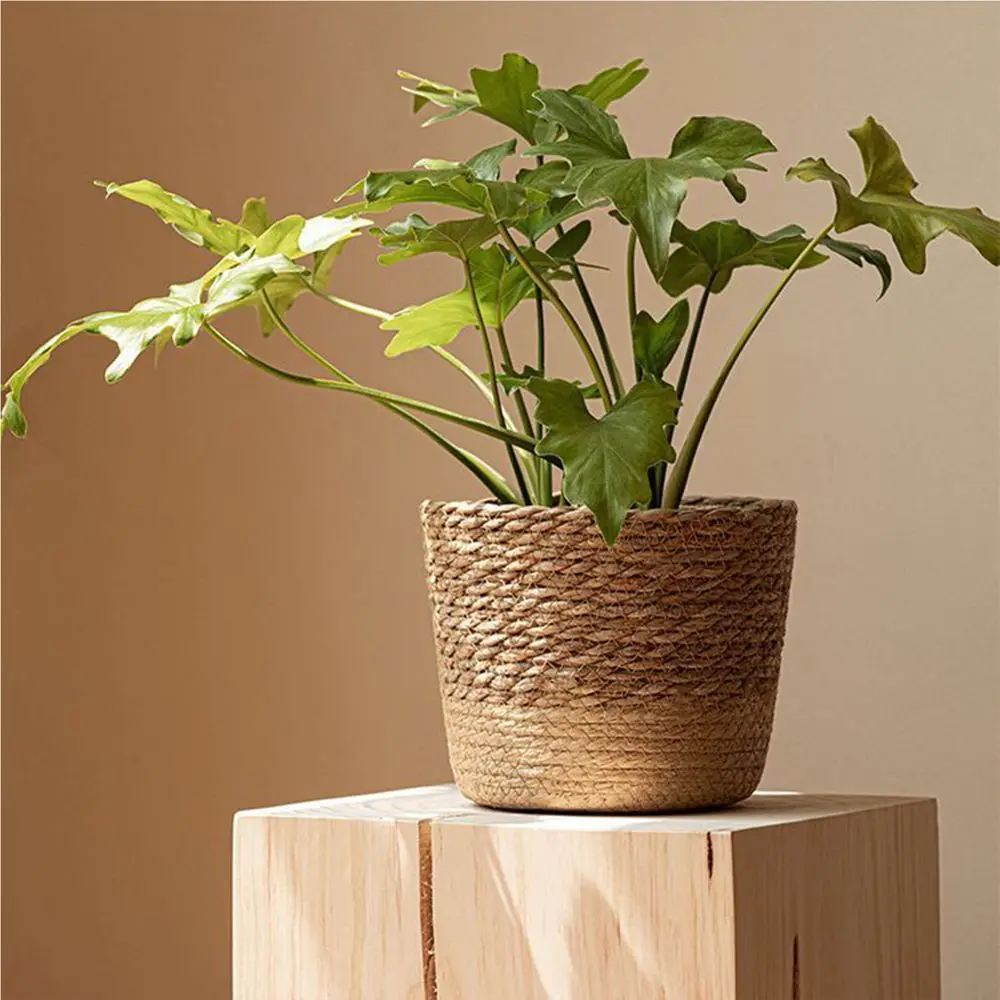 Blumentopf in Rattan-Optik, zweifarbig geflochten, konisch – Bild 4