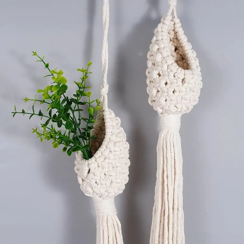 Blumentopf zum Aufhängen, Makramee-Körbchen in Tropfenform – Bild 2