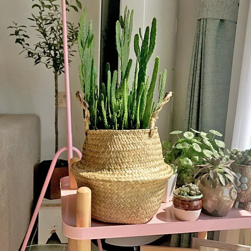 Blumentopf Pflanzkorb geflochten mit Henkeln, bauchige Form – Bild 4
