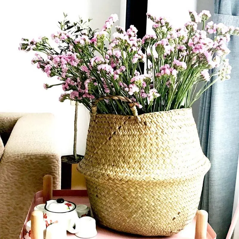 Blumentopf Pflanzkorb geflochten mit Henkeln, bauchige Form – Bild 5