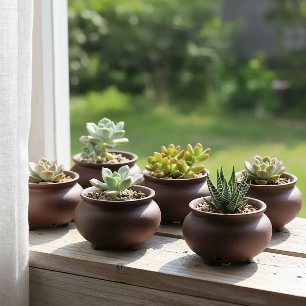 Keramik Blumentopf glänzend, mit drei Füßen – Bild 5
