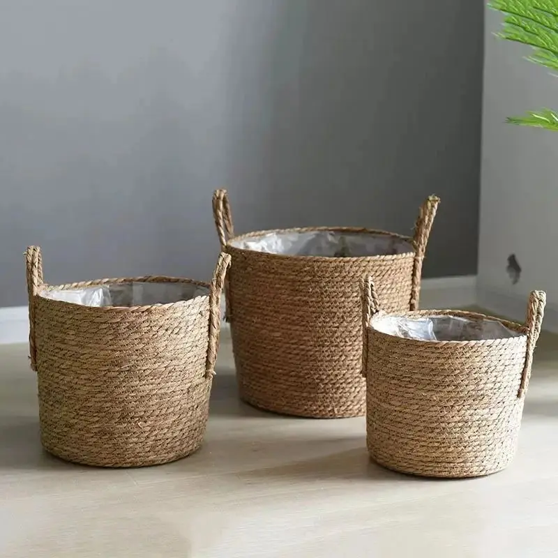 Übertopf 30 cm aus Rattan-Optik mit Henkeln – Bild 2