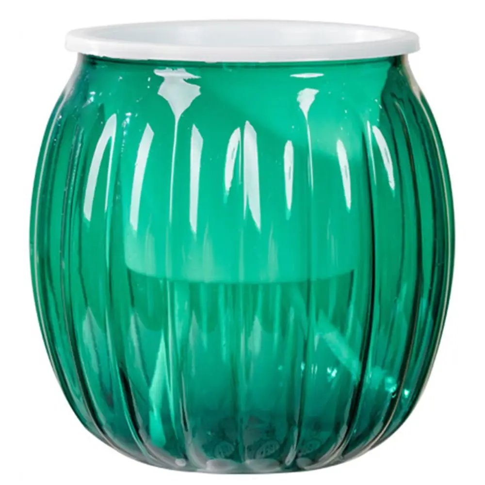 Blumentopf transparent, gerippt und bauchig – Grün