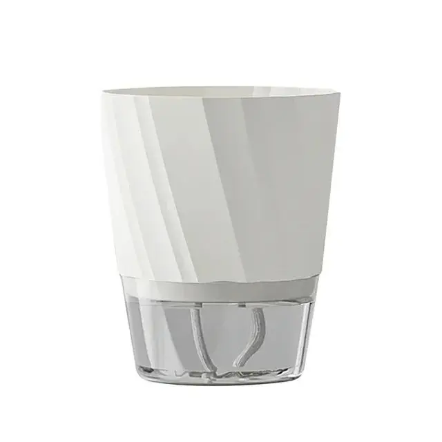 Blumentopf rund mit durchsichtigem Wasserbehälter, 12 bis 20 cm – Weiß