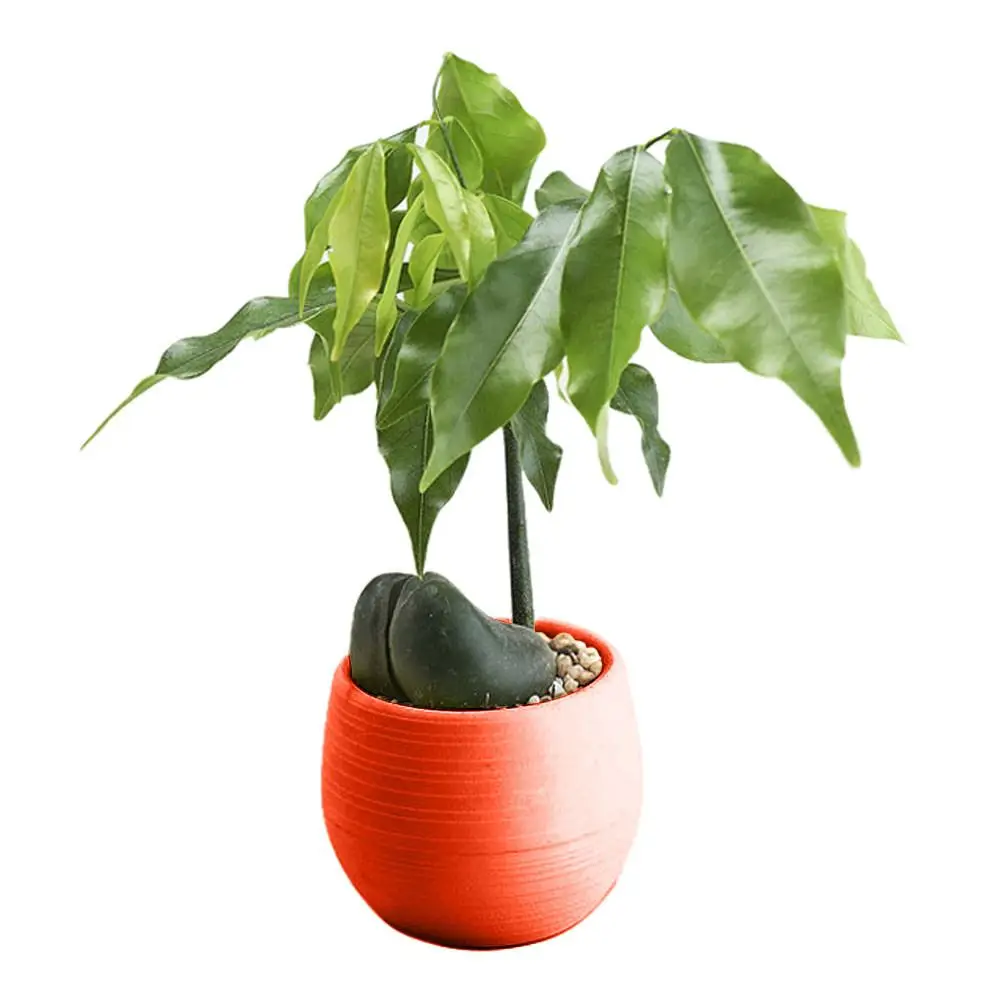 Blumentopf Rot Kunststoff, klein, rund mit Rillen – Rot