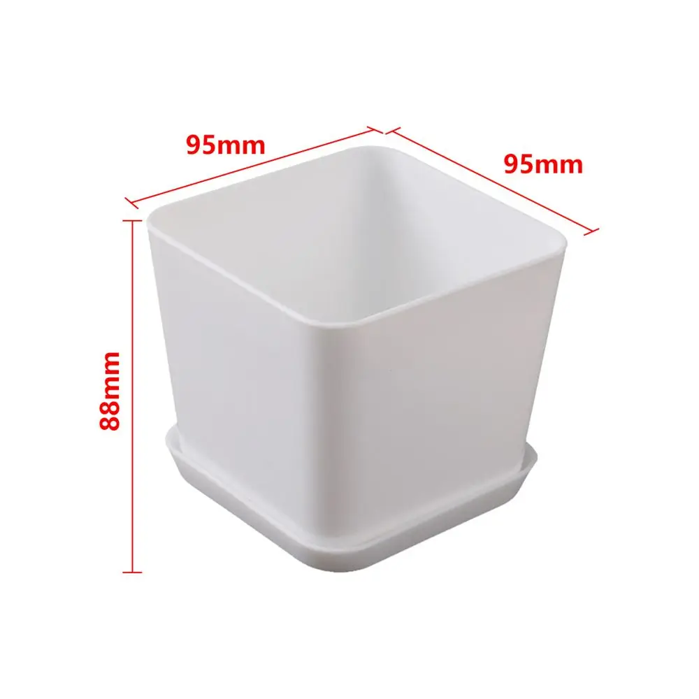 Blumentopf Outdoor mit Untersetzer in verschiedenen Formen – Weiß – quadratisch