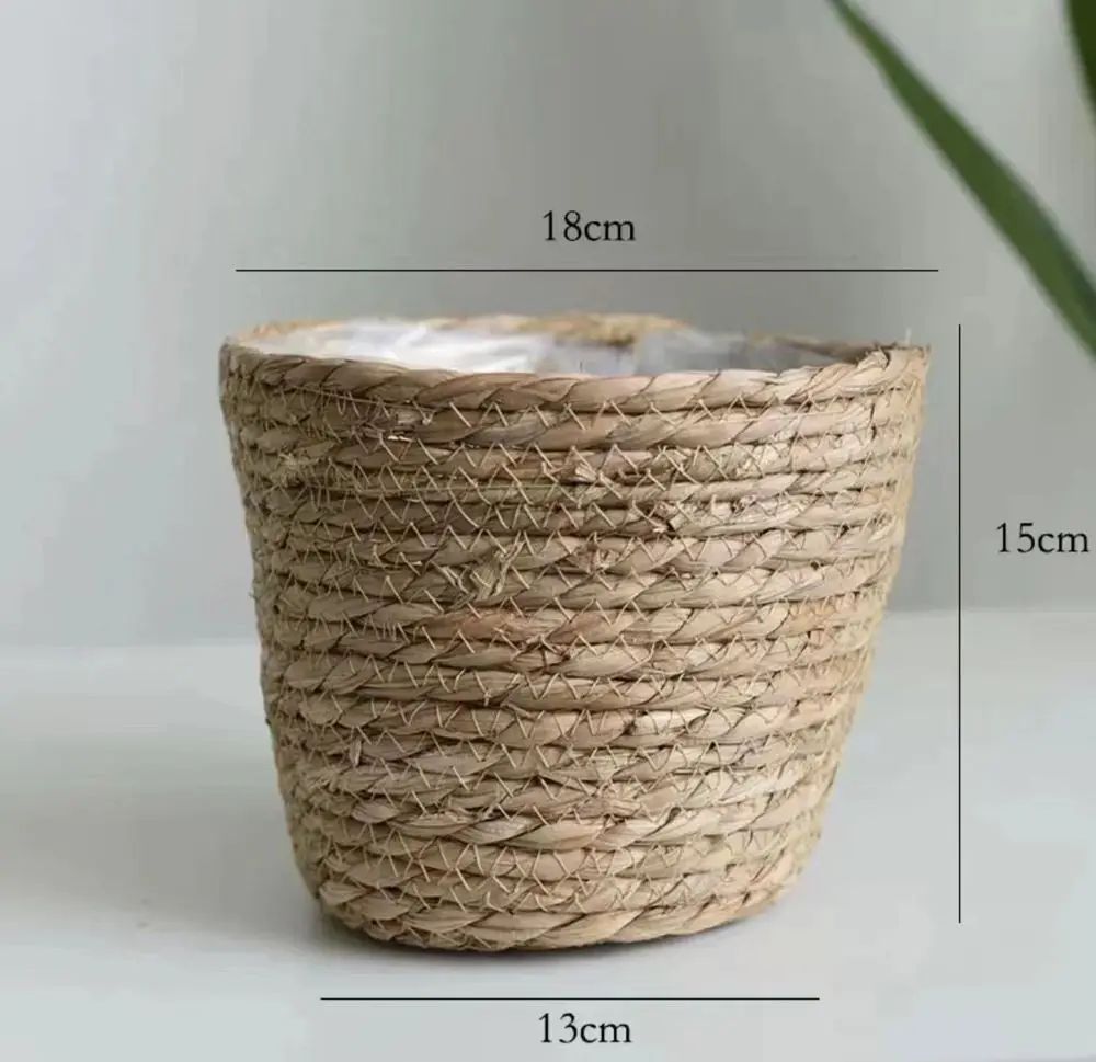 Übertopf 30 cm aus Rattan-Optik mit Henkeln – Beige