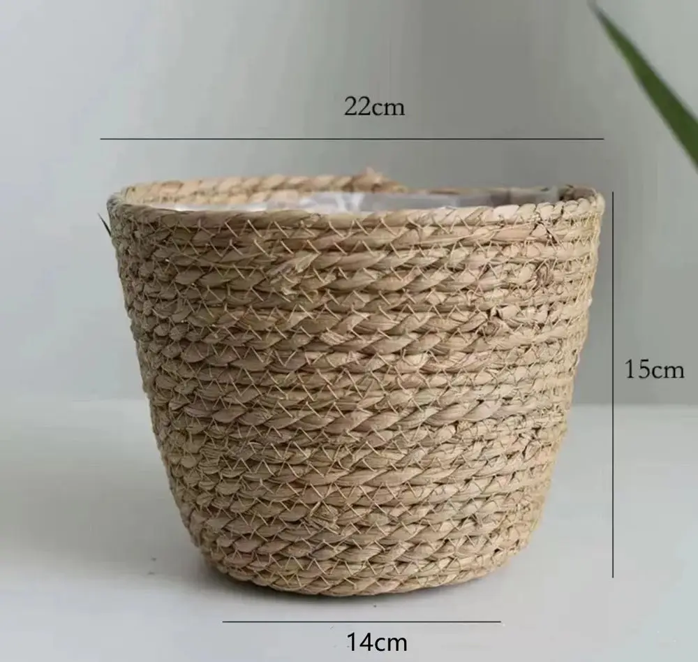 Übertopf 30 cm aus Rattan-Optik mit Henkeln – Beige