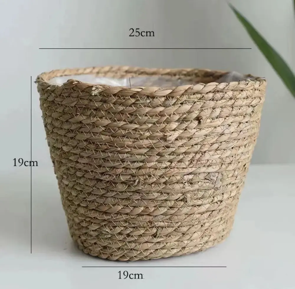 Übertopf 30 cm aus Rattan-Optik mit Henkeln – Beige