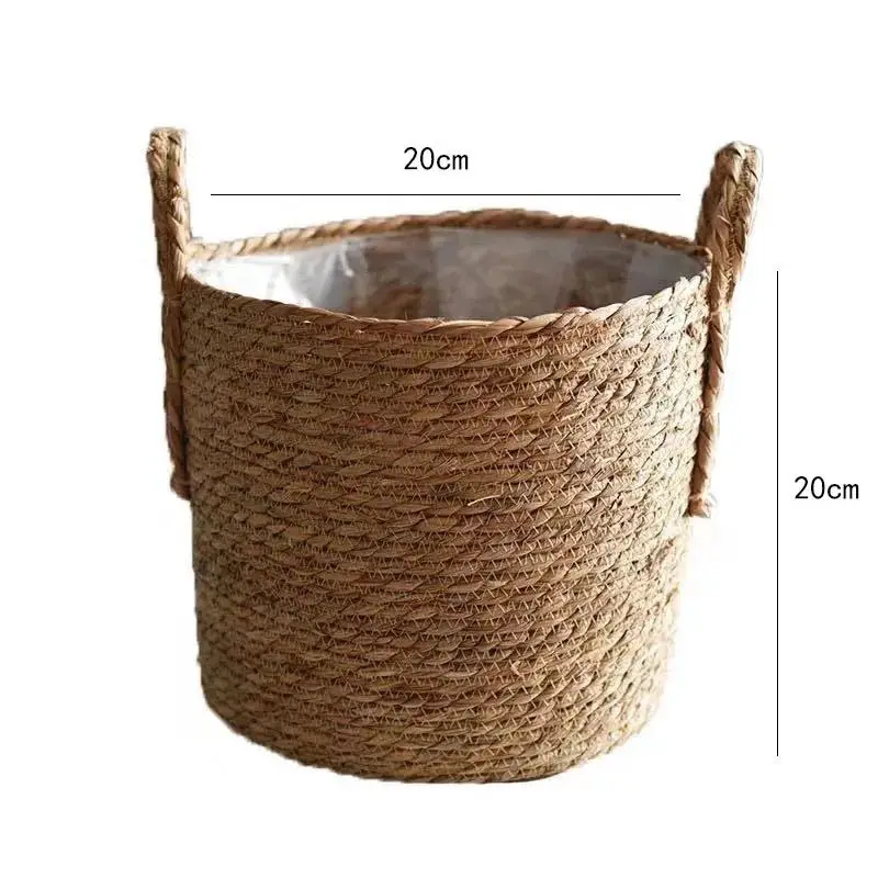 Übertopf 30 cm aus Rattan-Optik mit Henkeln – Beige