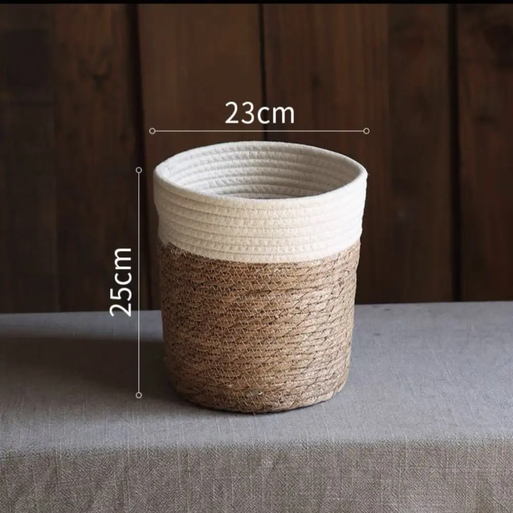 Übertopf groß in Rattan-Optik mit farbigem Rand – Beige