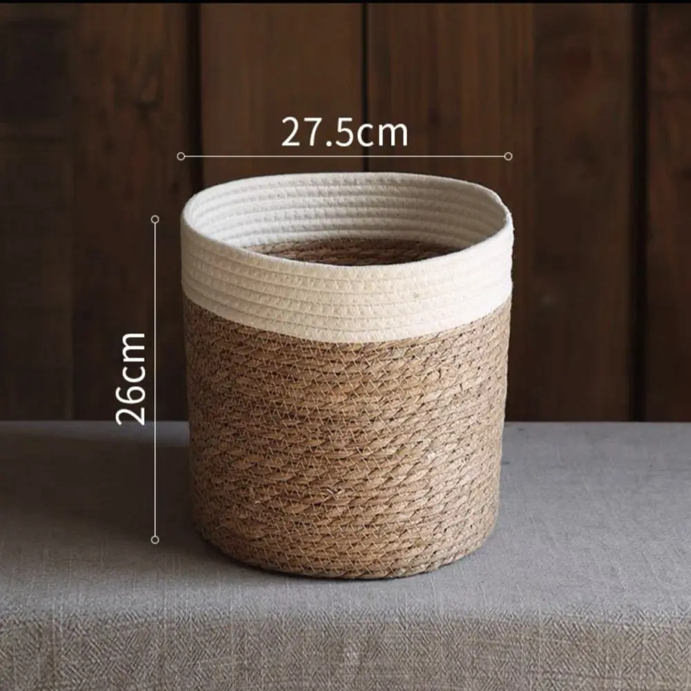 Übertopf groß in Rattan-Optik mit farbigem Rand – Beige