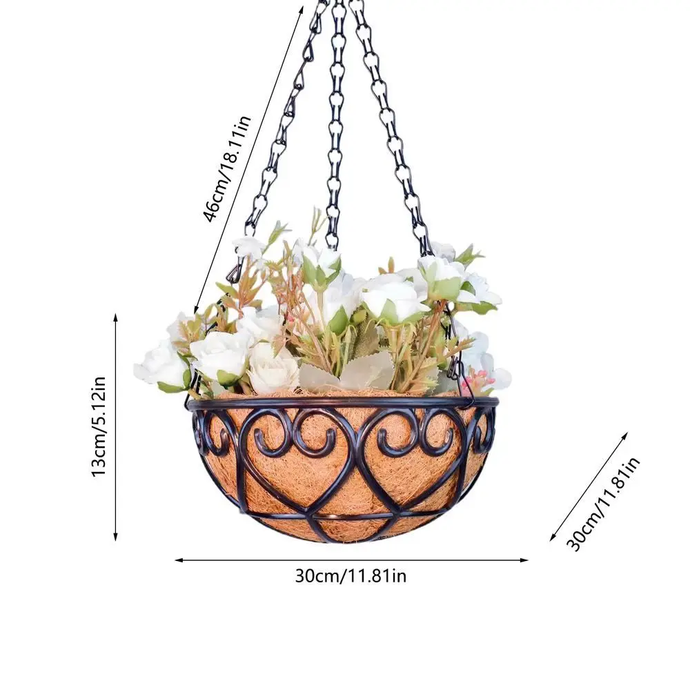 Großer Blumentopf zum Aufhängen, Hängekorb mit Kette – Braun