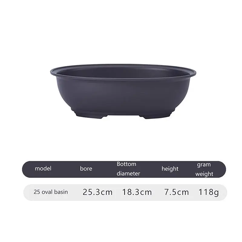 Schale für Blumentöpfe oval mit Untersetzer, 25 und 35 cm – Dunkelgrau