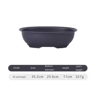 Schale für Blumentöpfe oval mit Untersetzer, 25 und 35 cm – Dunkelgrau