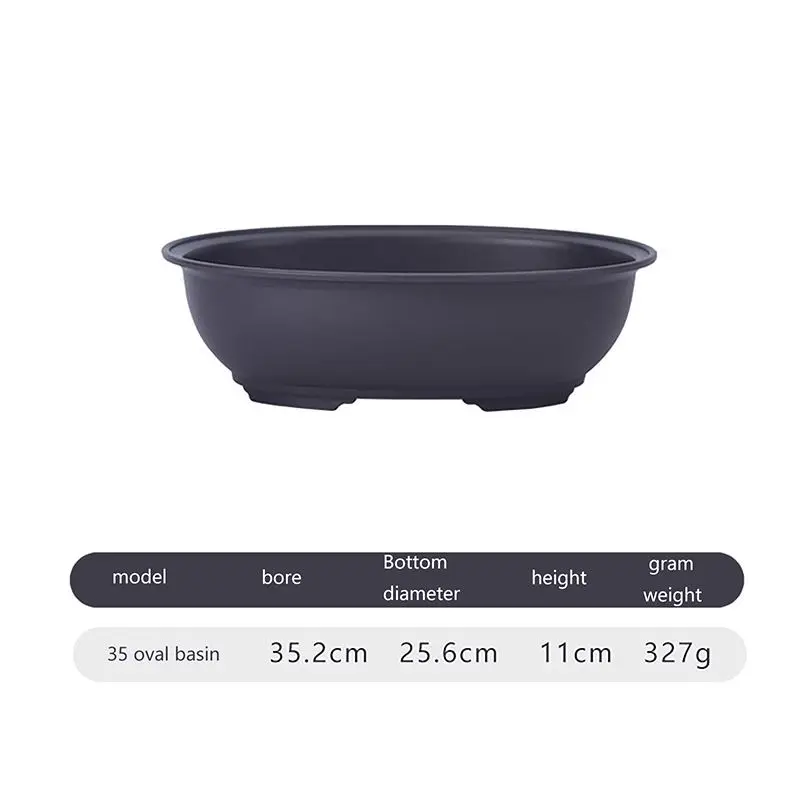 Schale für Blumentöpfe oval mit Untersetzer, 25 und 35 cm – Dunkelgrau