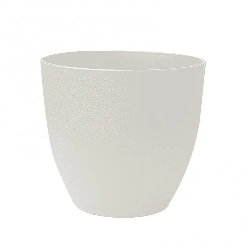 Blumentopf rund, Steinoptik gesprenkelt, 16 und 18 cm – Weiß