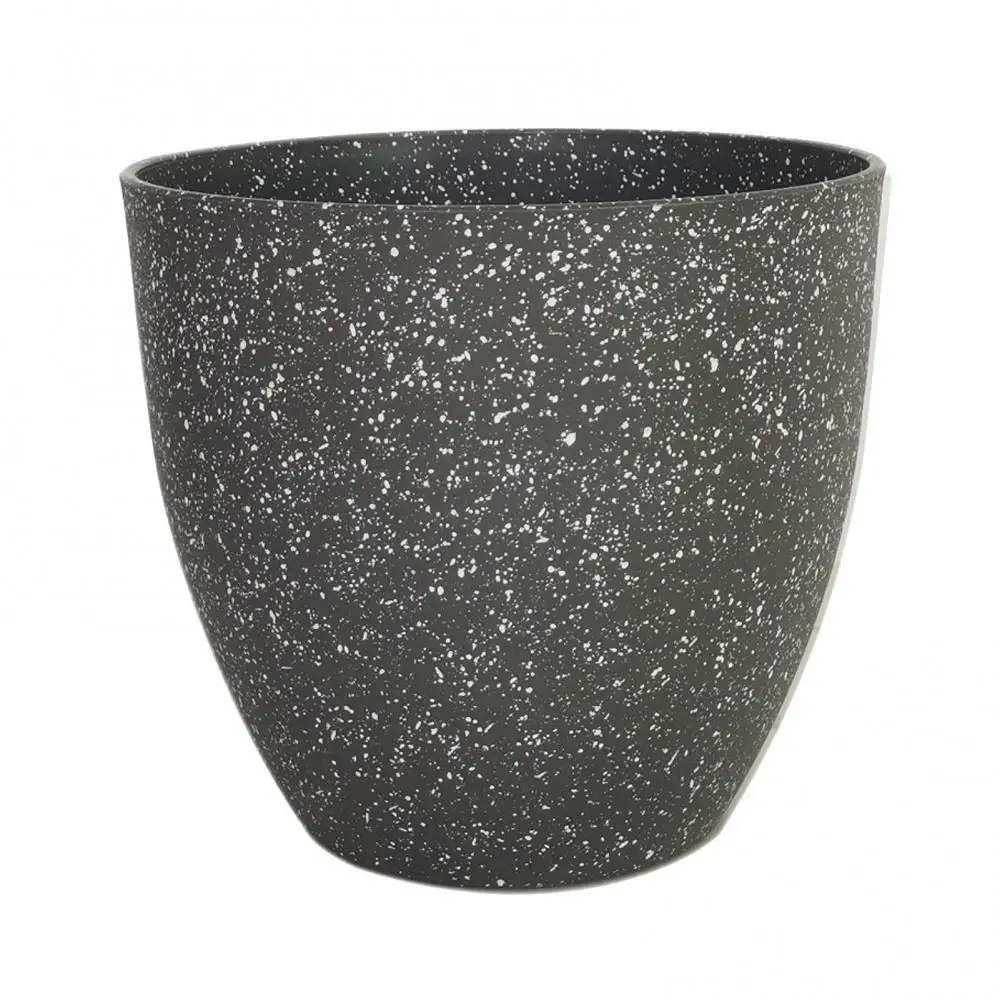 Blumentopf rund, Steinoptik gesprenkelt, 16 und 18 cm – Dunkelgrau