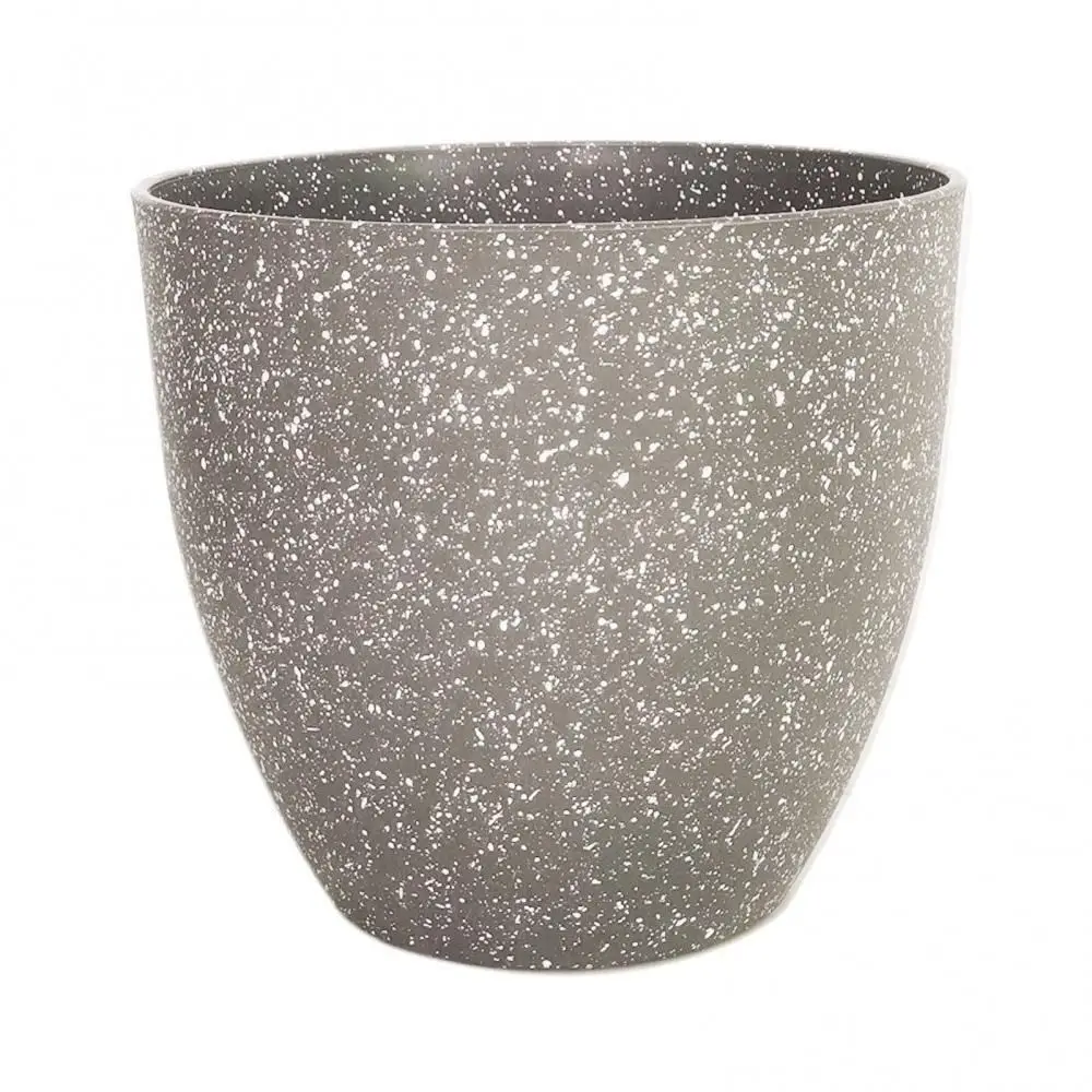 Blumentopf rund, Steinoptik gesprenkelt, 16 und 18 cm – Grau