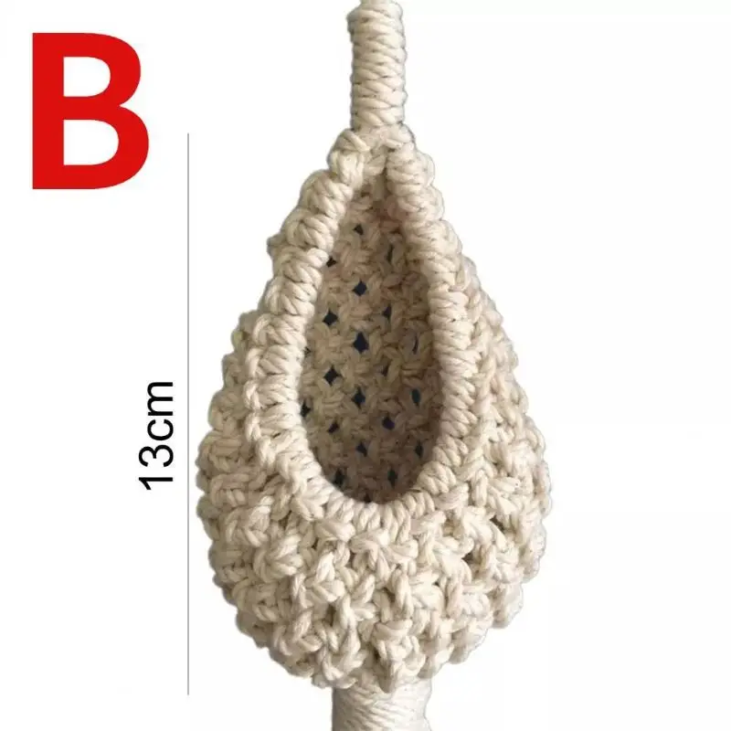 Blumentopf zum Aufhängen, Makramee-Körbchen in Tropfenform – Beige