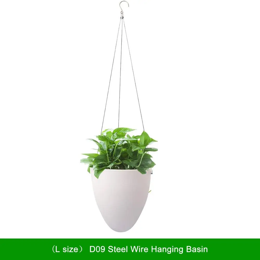 Blumentopf zum Aufhängen, eiförmig mit Drahtseilen – Weiß