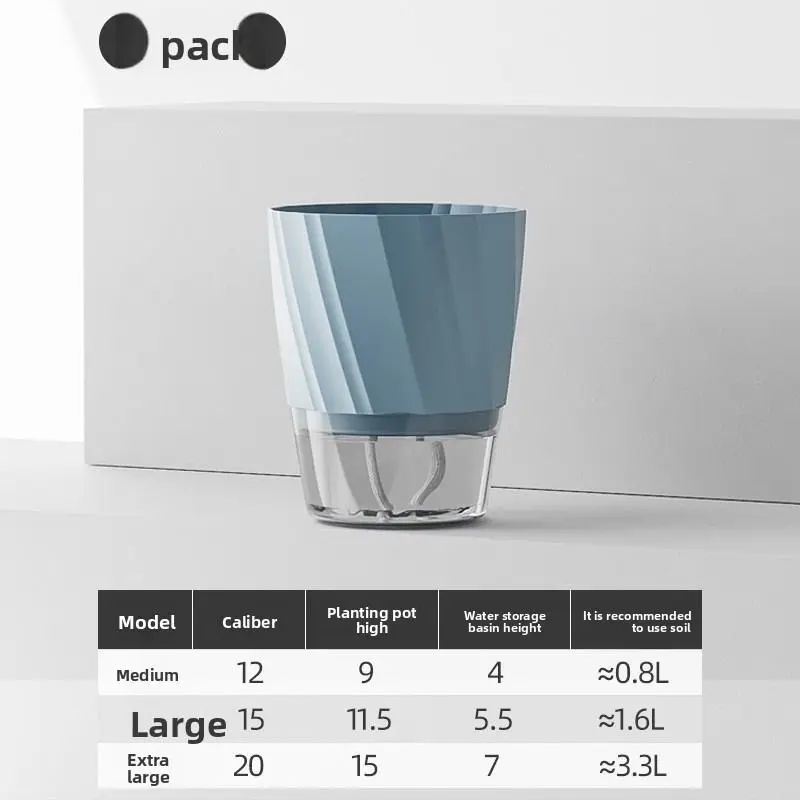 Indoor Blumentopf weiß mit transparentem Unterteil – Hellblau
