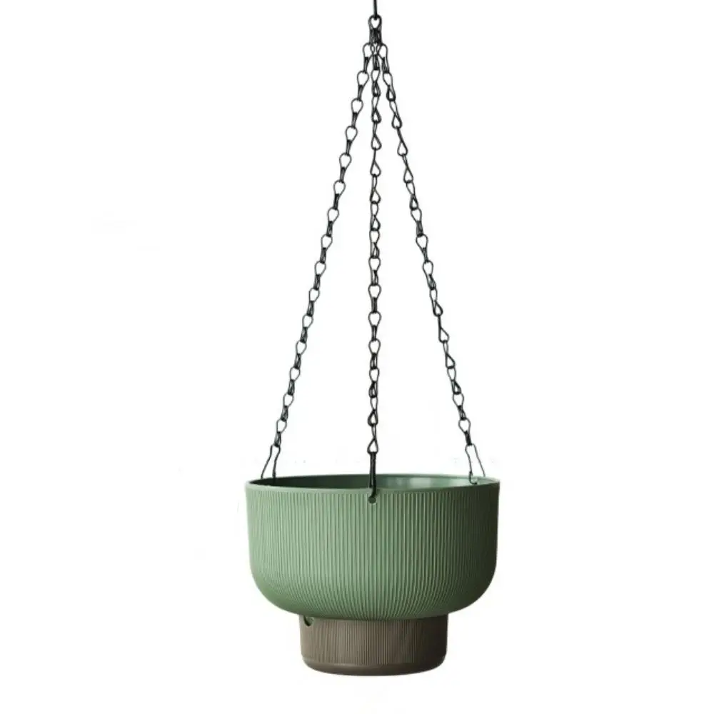 Pflanzschale rund zum Aufhängen mit Kette, 9 und 10 cm – Olivgrün