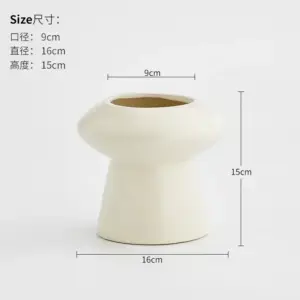 Blumentopf Creme, pilzförmig mit breitem Rand – Creme