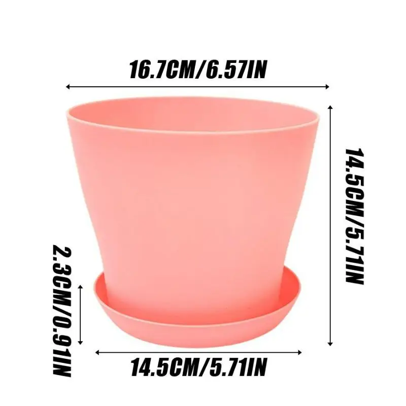 Blumentopf konisch mit passendem Untersetzer, glatt – Rosa