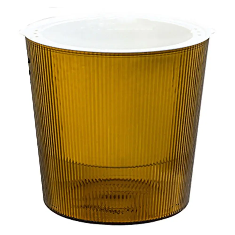 Blumentopf Grün mit transparentem Wasserbehälter, gerillt – Senfgelb