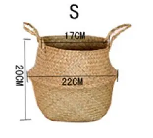 Blumentopf Pflanzkorb geflochten mit Henkeln, bauchige Form – Camel