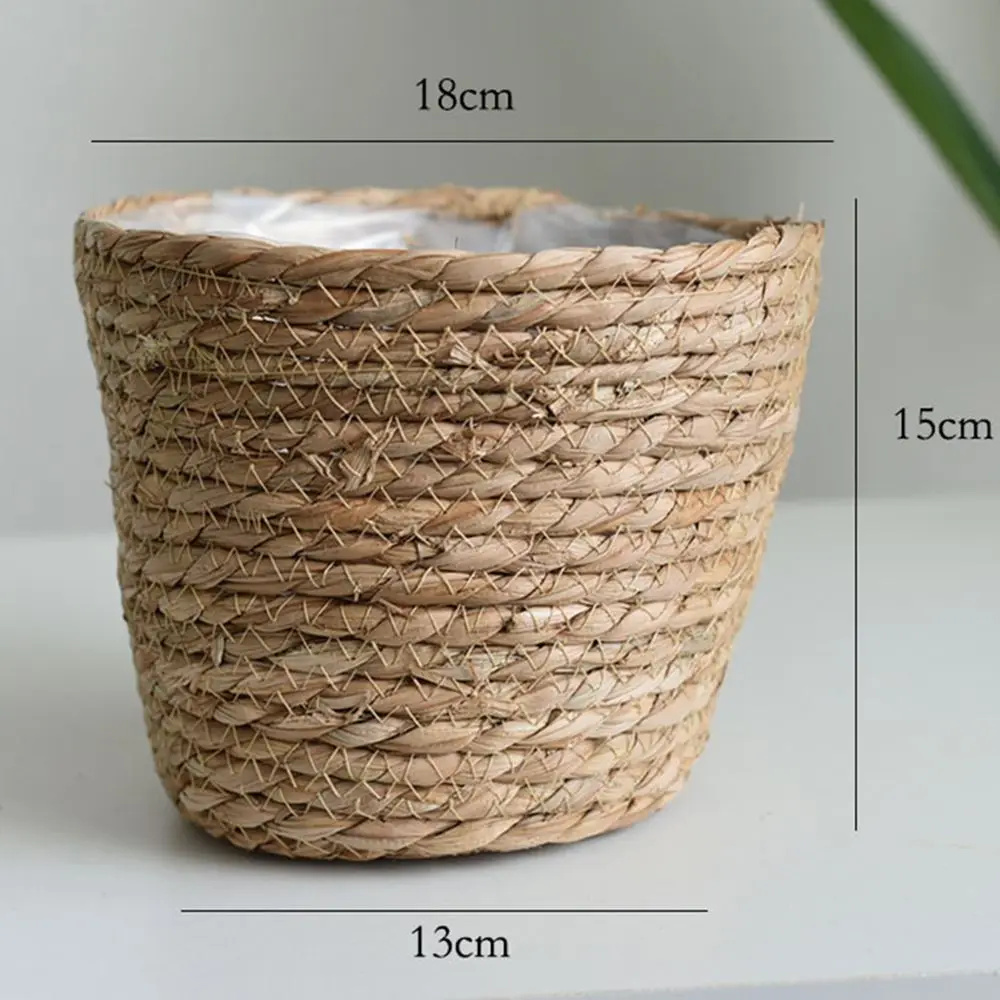 Blumentopf Pflanzkorb geflochten mit Henkeln, bauchige Form – Braun