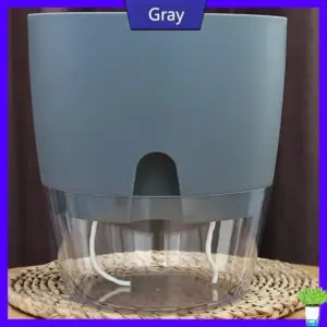 Blumentopf Grau Weiß mit transparentem Wasserbehälter – Grau