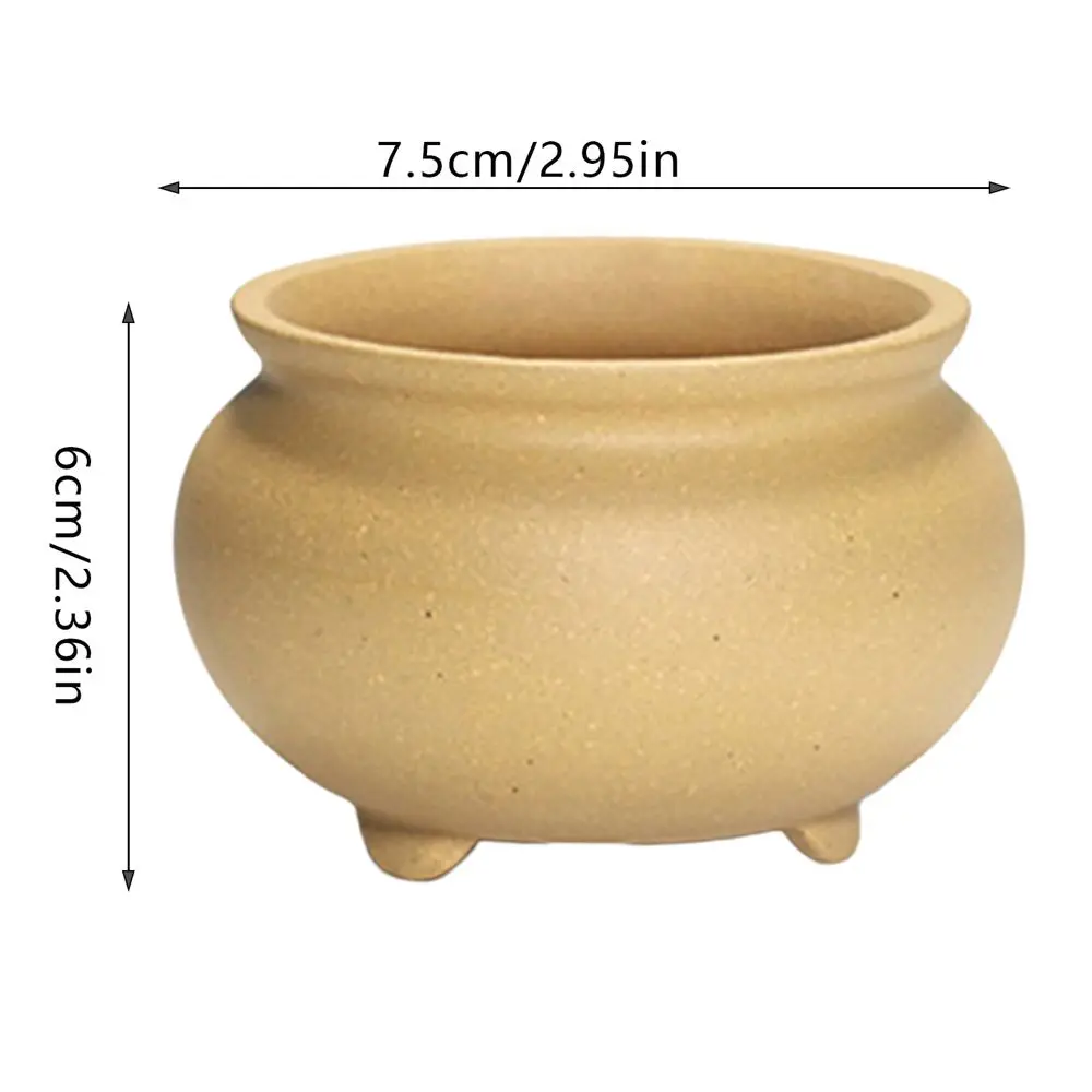 Keramik Blumentopf glänzend, mit drei Füßen – Beige